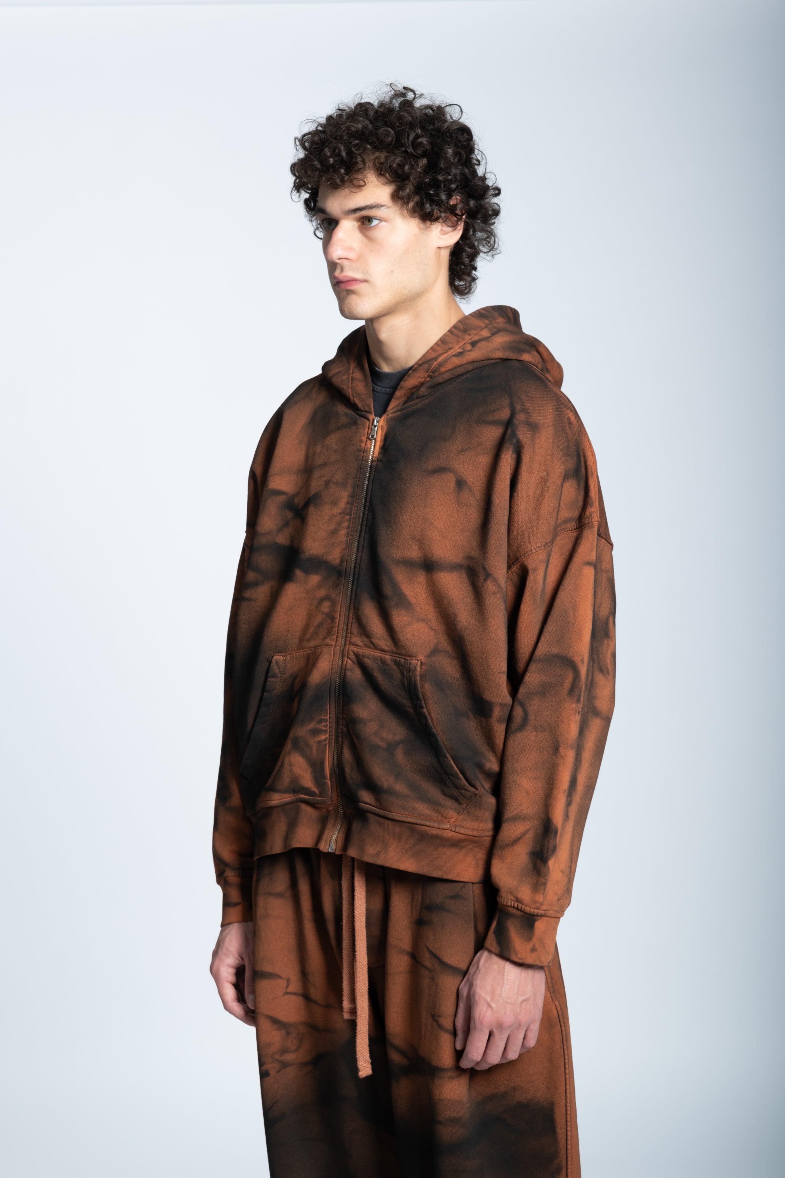 BROWN SMOKED HOODIE