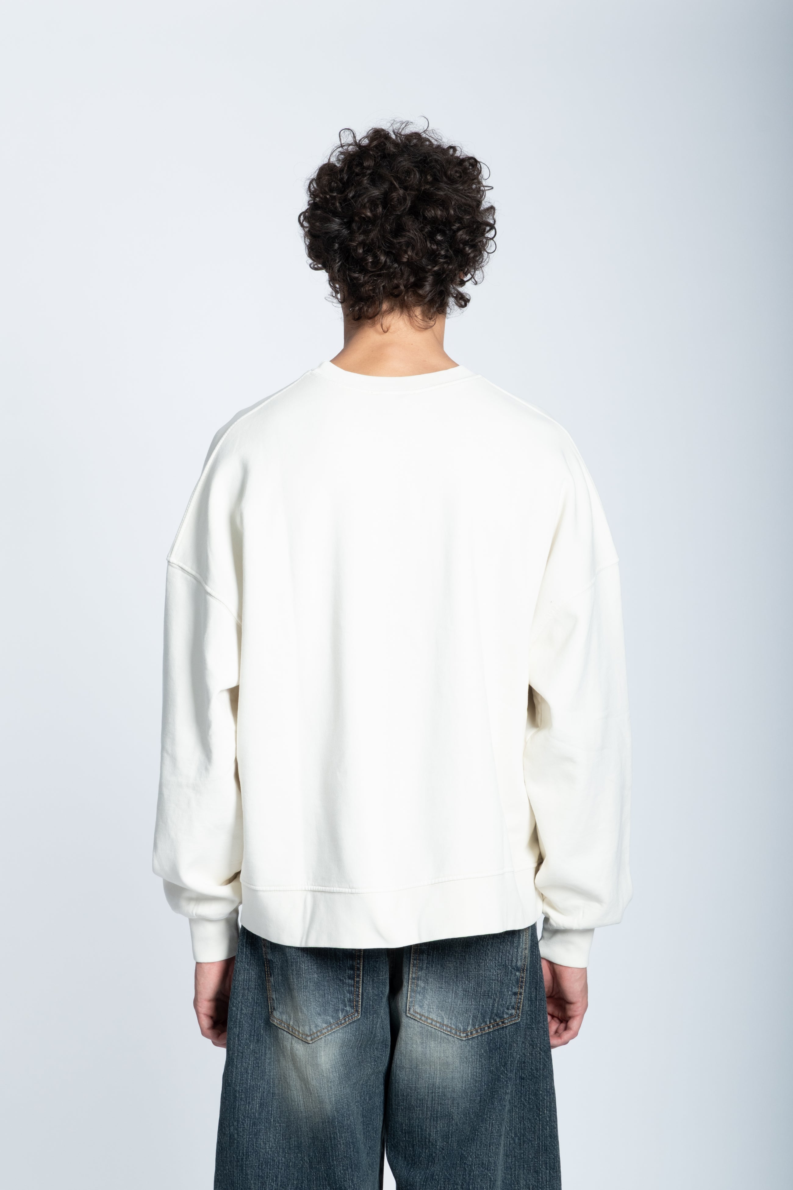 HOODIE CREWNECK LOGO STUDDED WHITE