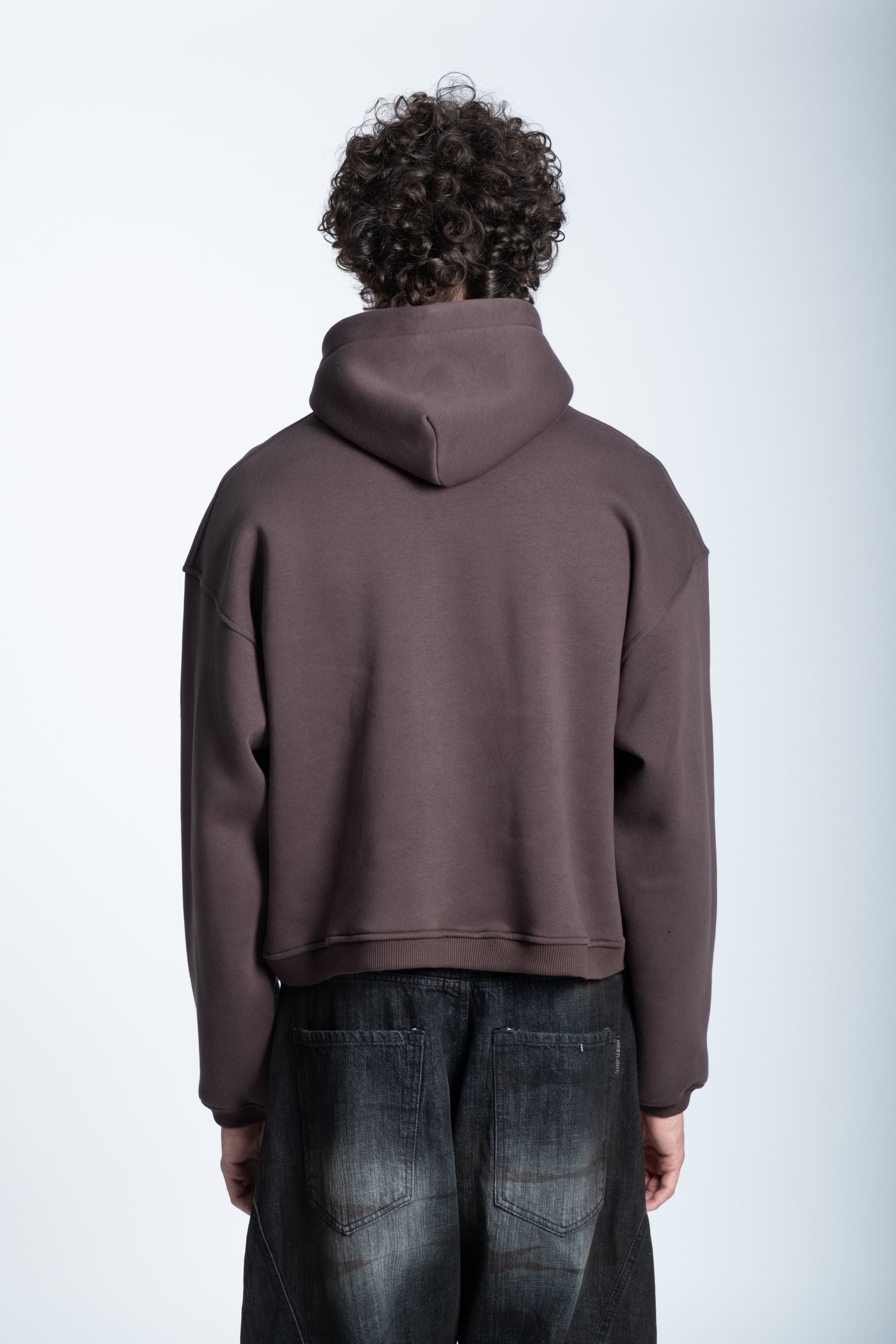 CROPPED STRASS GRAPHIC HOODIE DARK BROWN