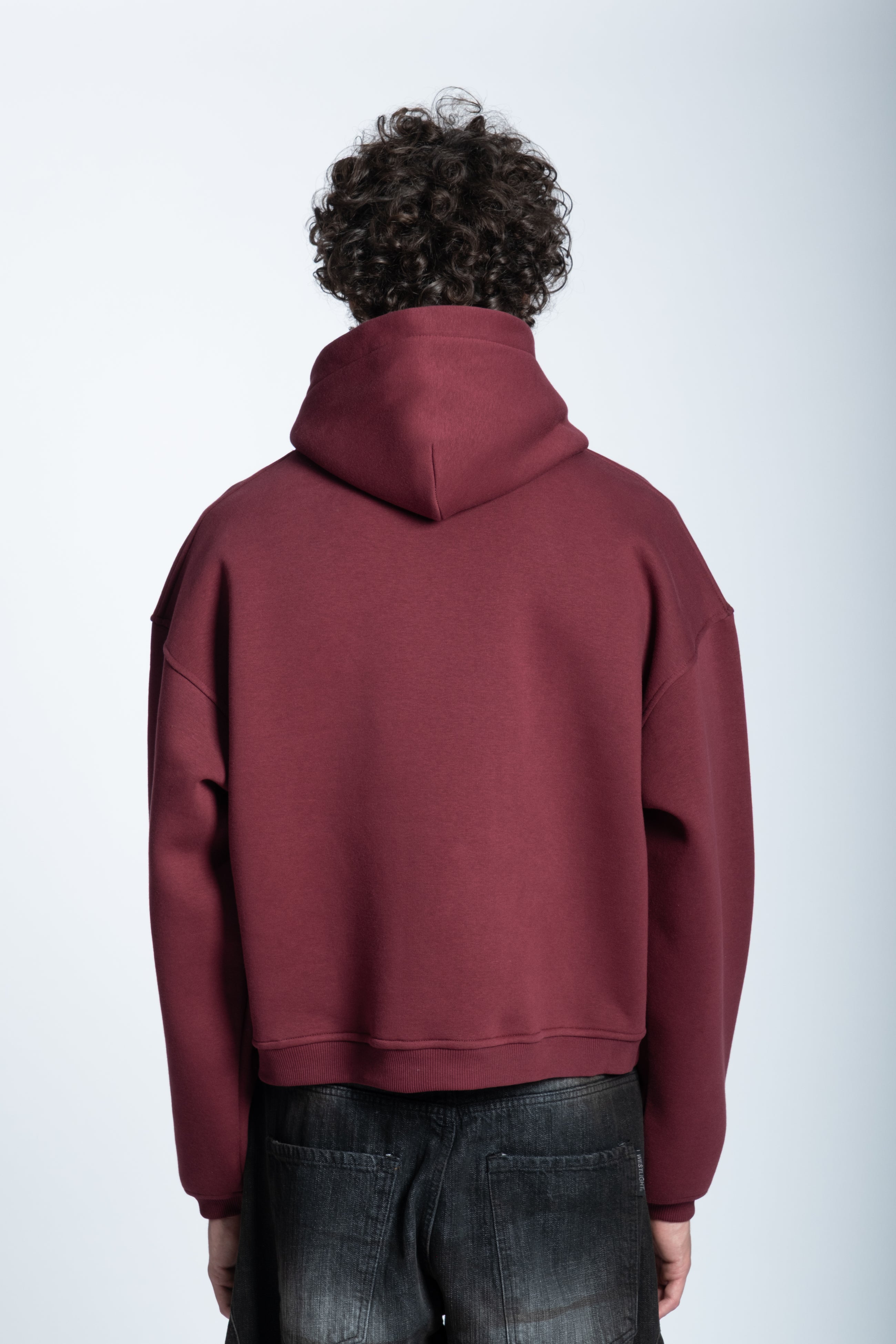 CROPPED STRASS GRAPHIC HOODIE BORDEAUX