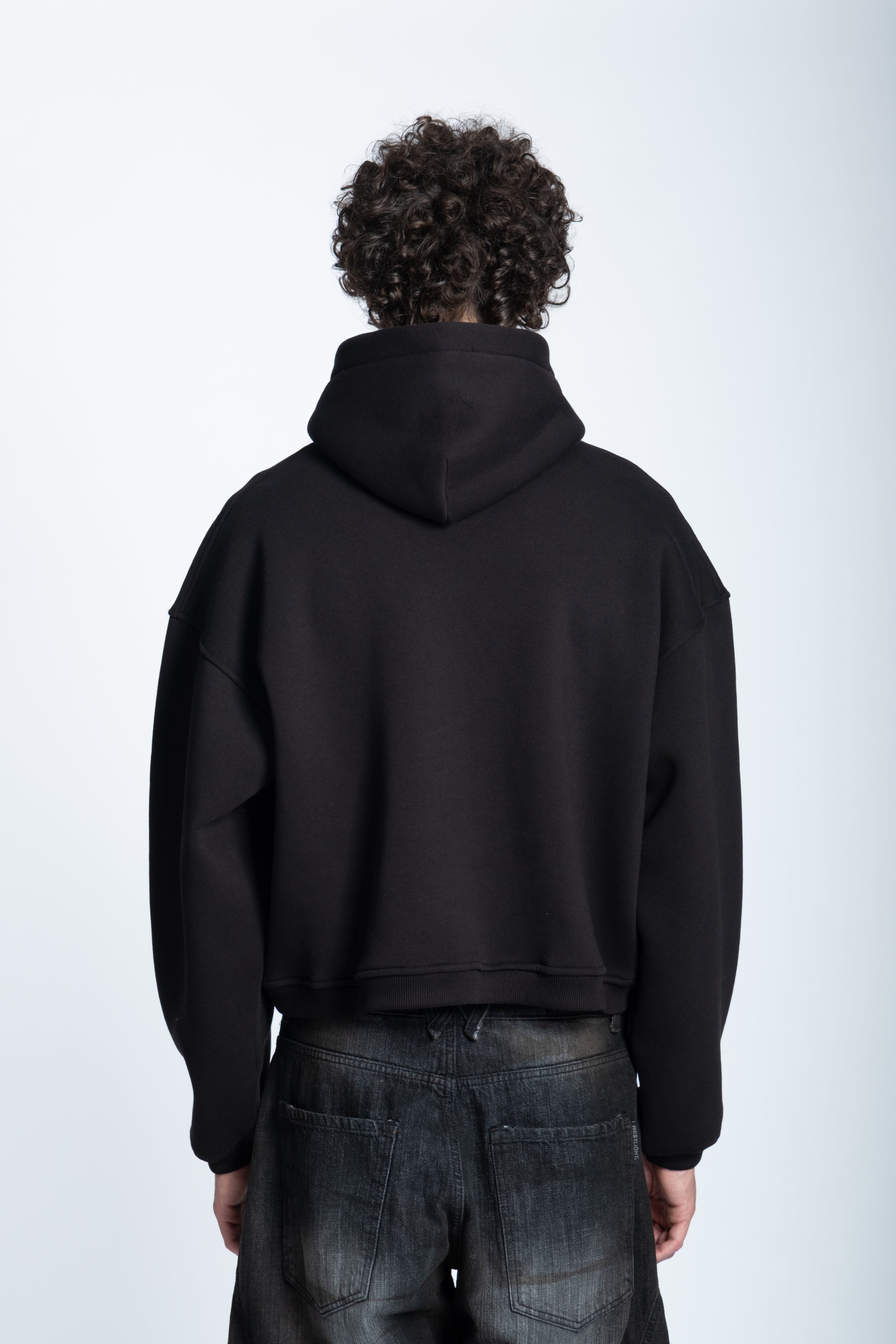 CROPPED STRASS GRAPHIC HOODIE BLACK