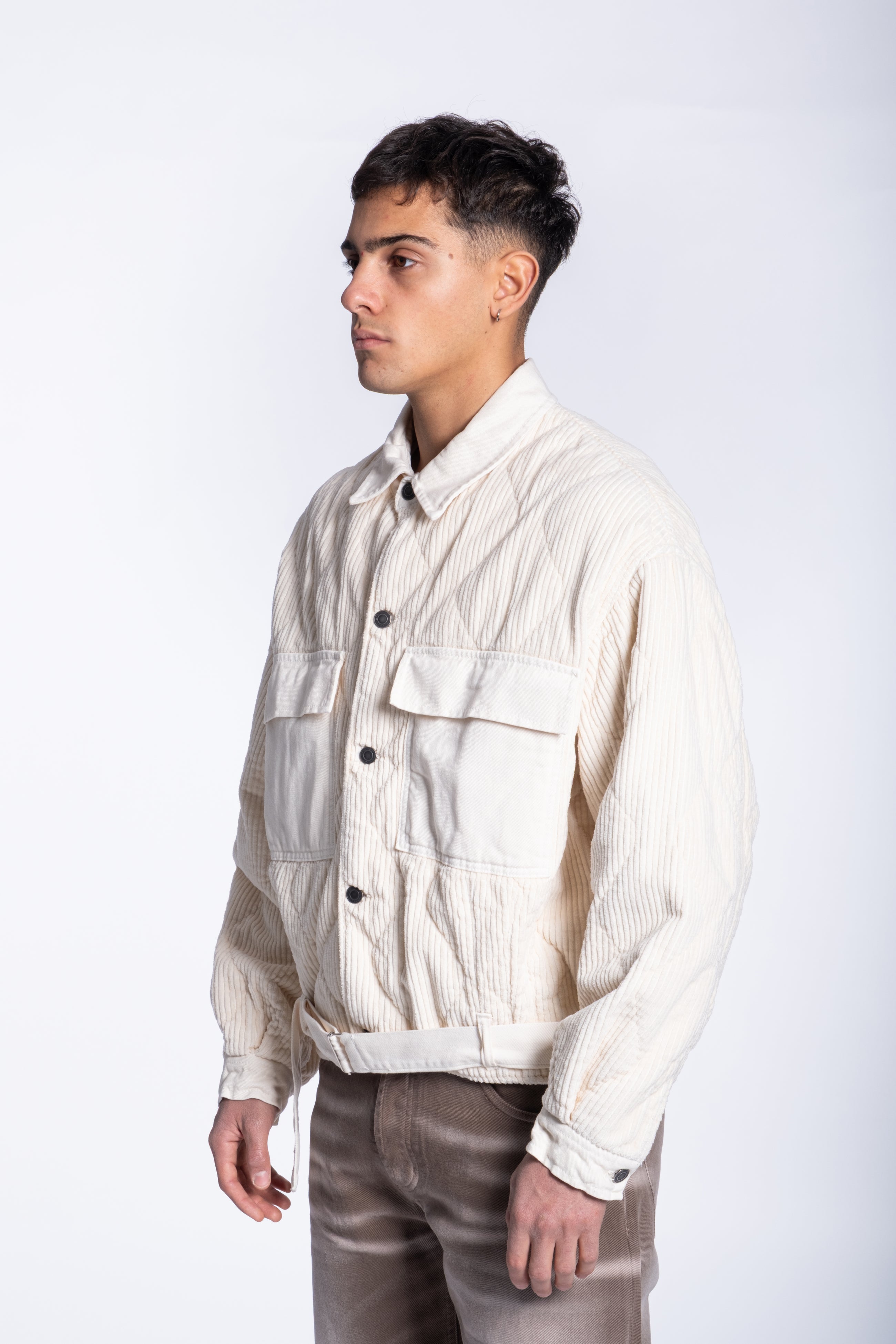 Padded corduroy jacket boxy white