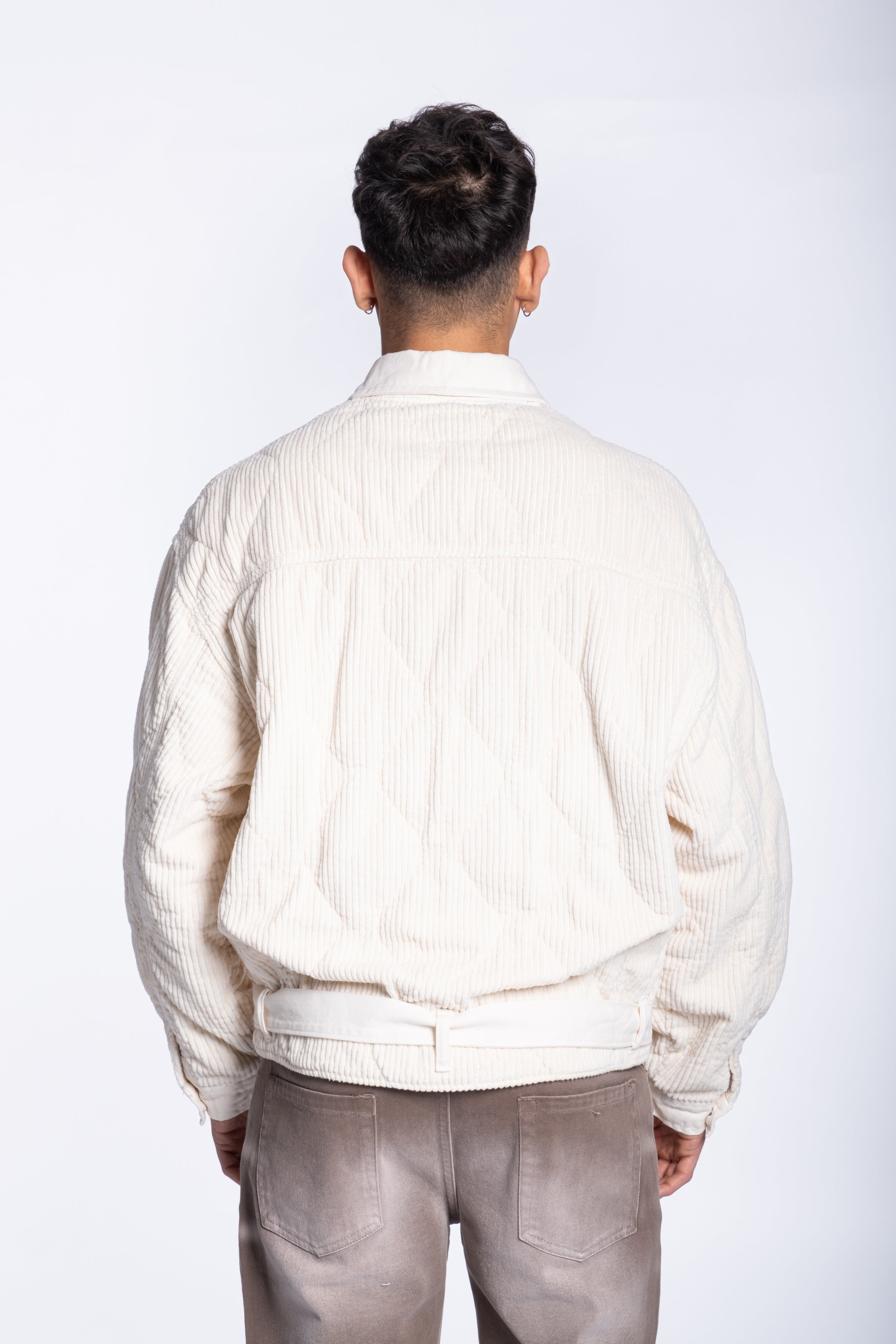 Padded corduroy jacket boxy white