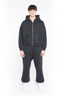 FELPA FULL ZIP CROPPED BLACK LOGO BACK