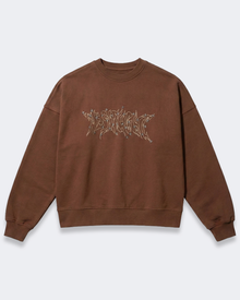 HOODIE CREWNECK LOGO STUDDED CARAMEL