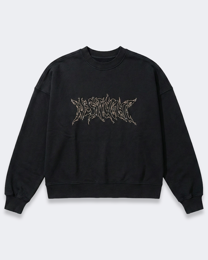 HOODIE CREWNECK LOGO STUDDED BLACK