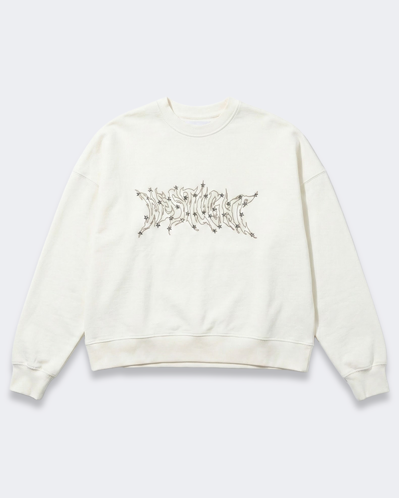 HOODIE CREWNECK LOGO STUDDED WHITE