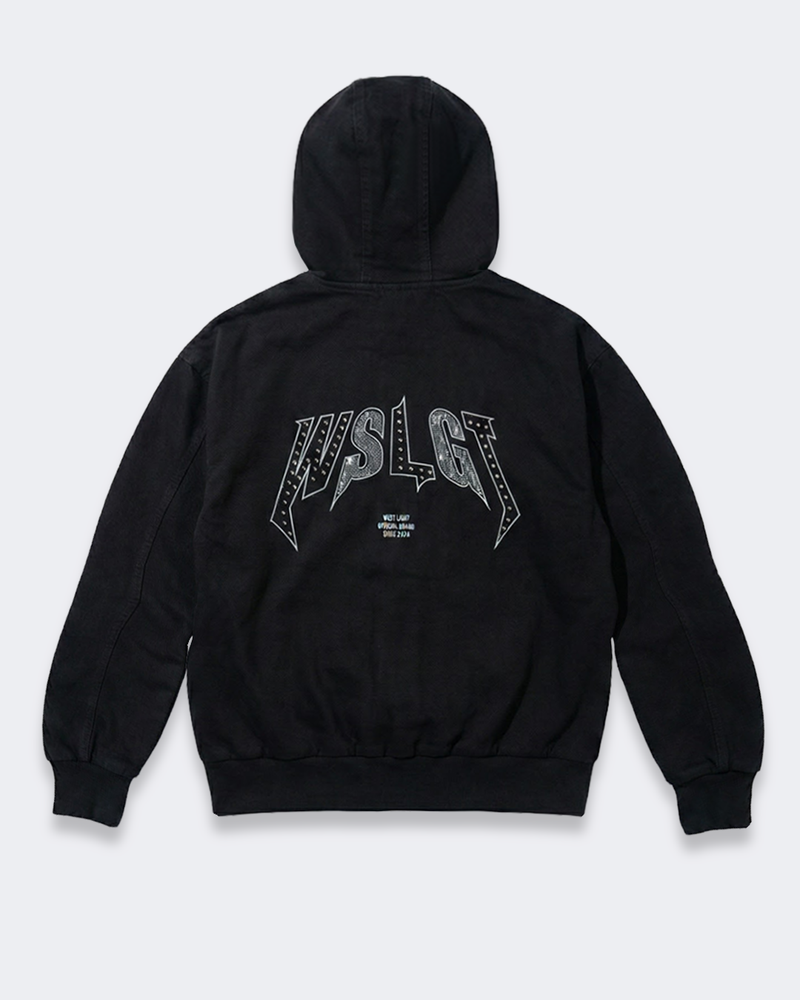 STUDDED DENIM ZIP JACKET