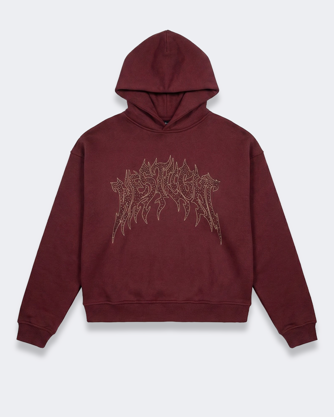 CROPPED STRASS GRAPHIC HOODIE BORDEAUX