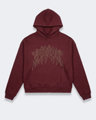 CROPPED STRASS GRAPHIC HOODIE BORDEAUX