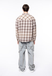 Acid wash wide denim dungarees