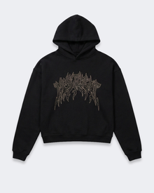 CROPPED STRASS GRAPHIC HOODIE BLACK