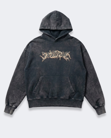 WASHED FLAME LOGO HOODIE BLACK