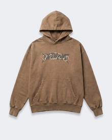 WASHED FLAME LOGO HOODIE LIGHT BROWN