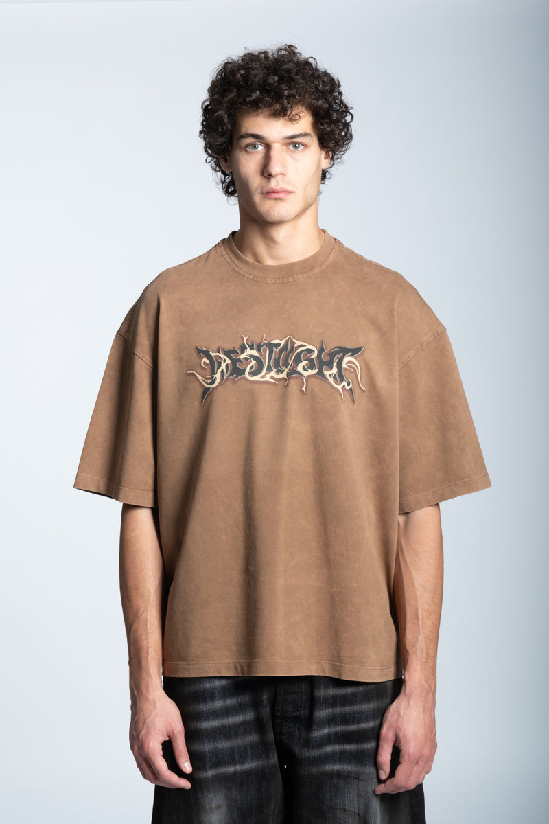 WASHED FLAME LOGO T-SHIRT CARAMEL