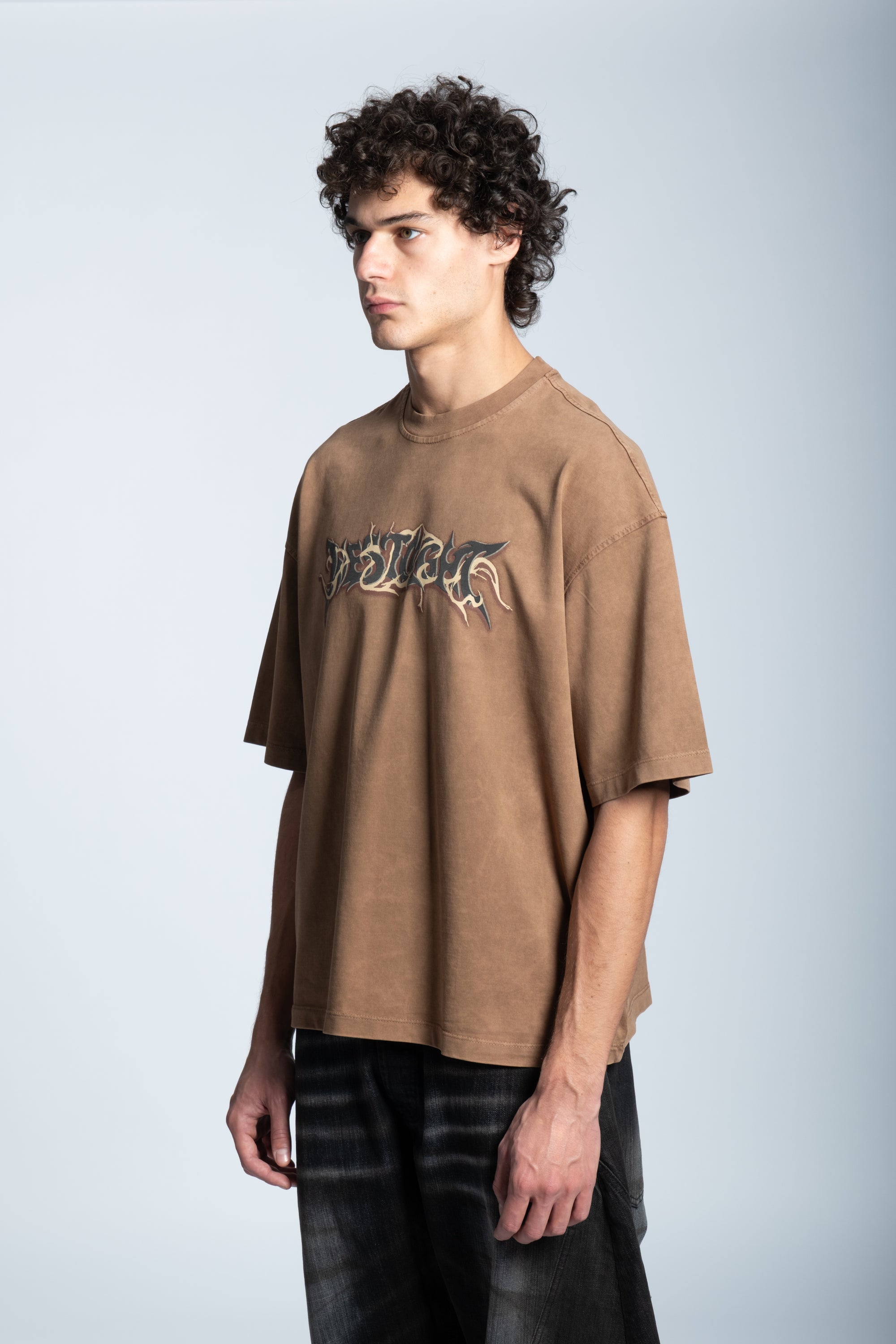 WASHED FLAME LOGO T-SHIRT CARAMEL