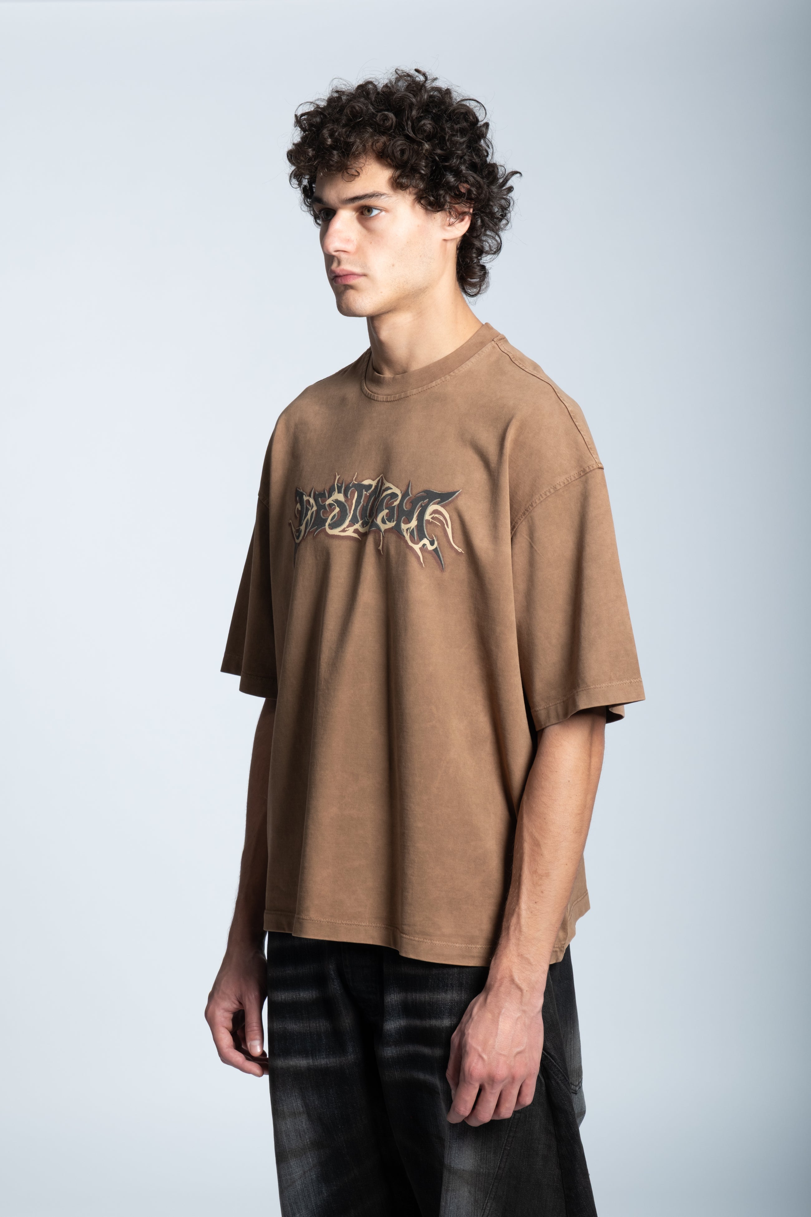 WASHED FLAME LOGO T-SHIRT CARAMEL