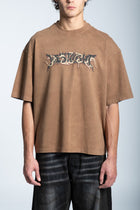 WASHED FLAME LOGO T-SHIRT CARAMEL