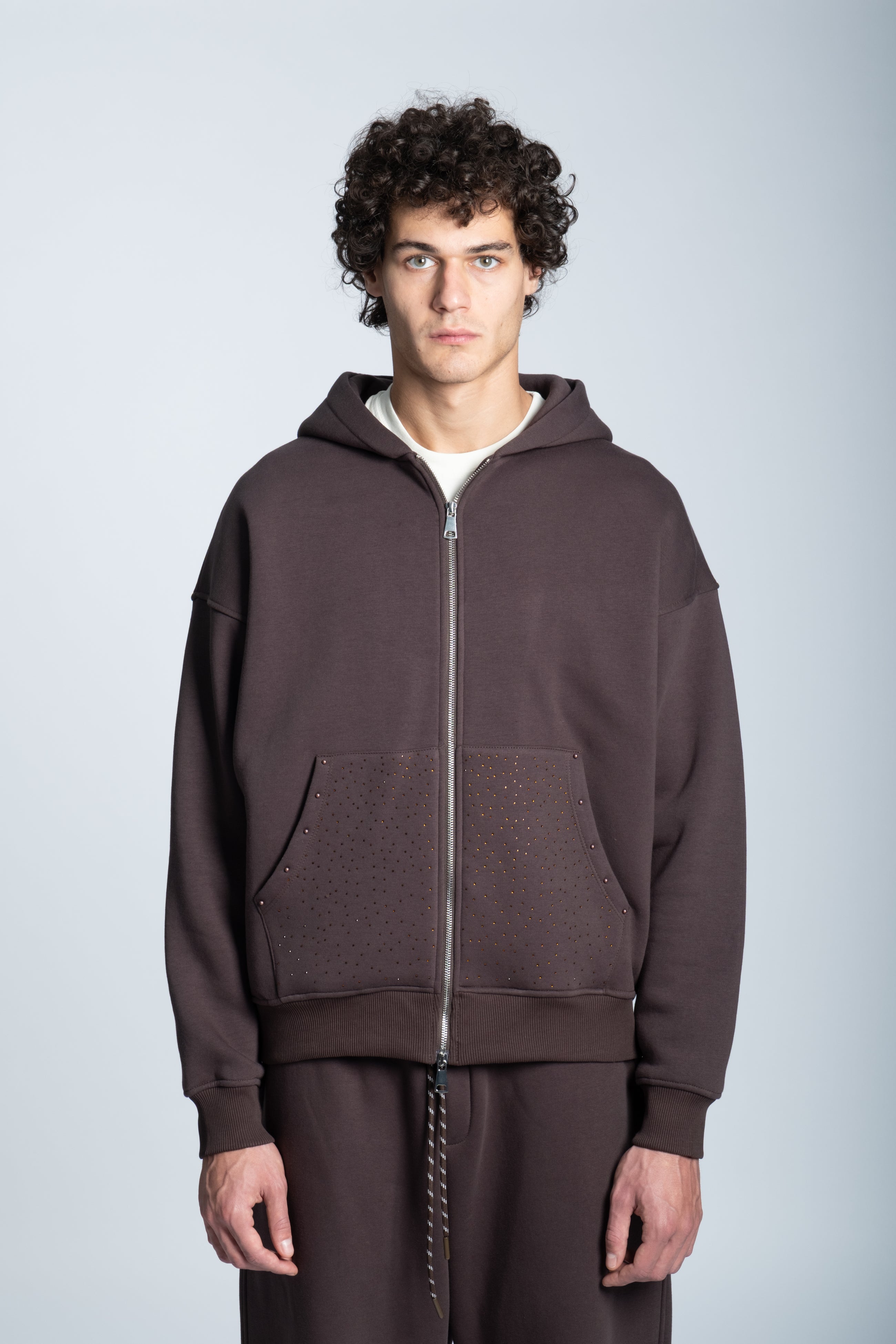 STRASS ICON HOODIE DARK BROWN