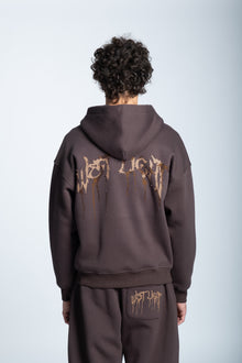 STRASS ICON HOODIE DARK BROWN