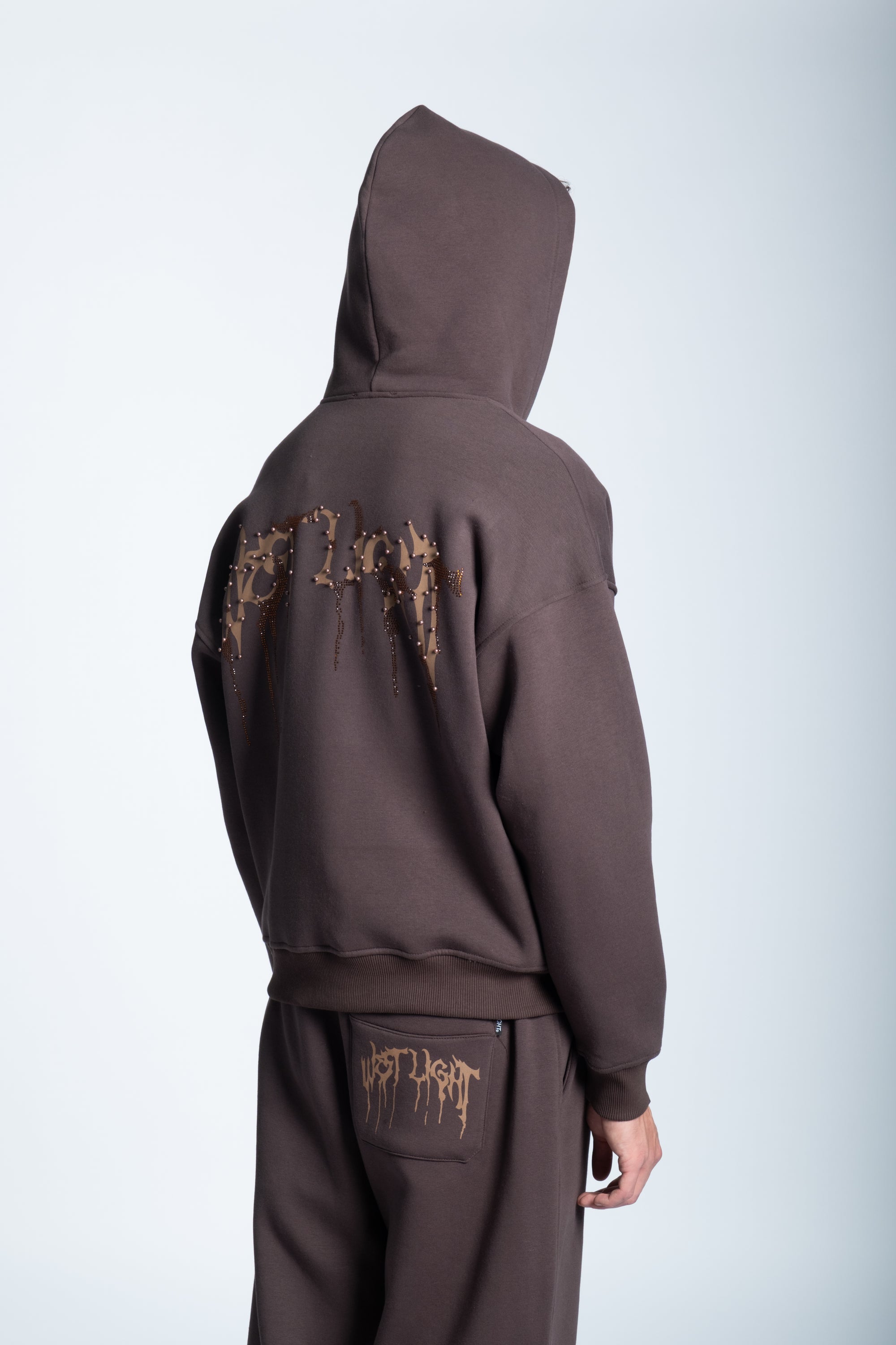 STRASS ICON HOODIE DARK BROWN