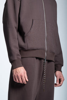 STRASS ICON HOODIE DARK BROWN