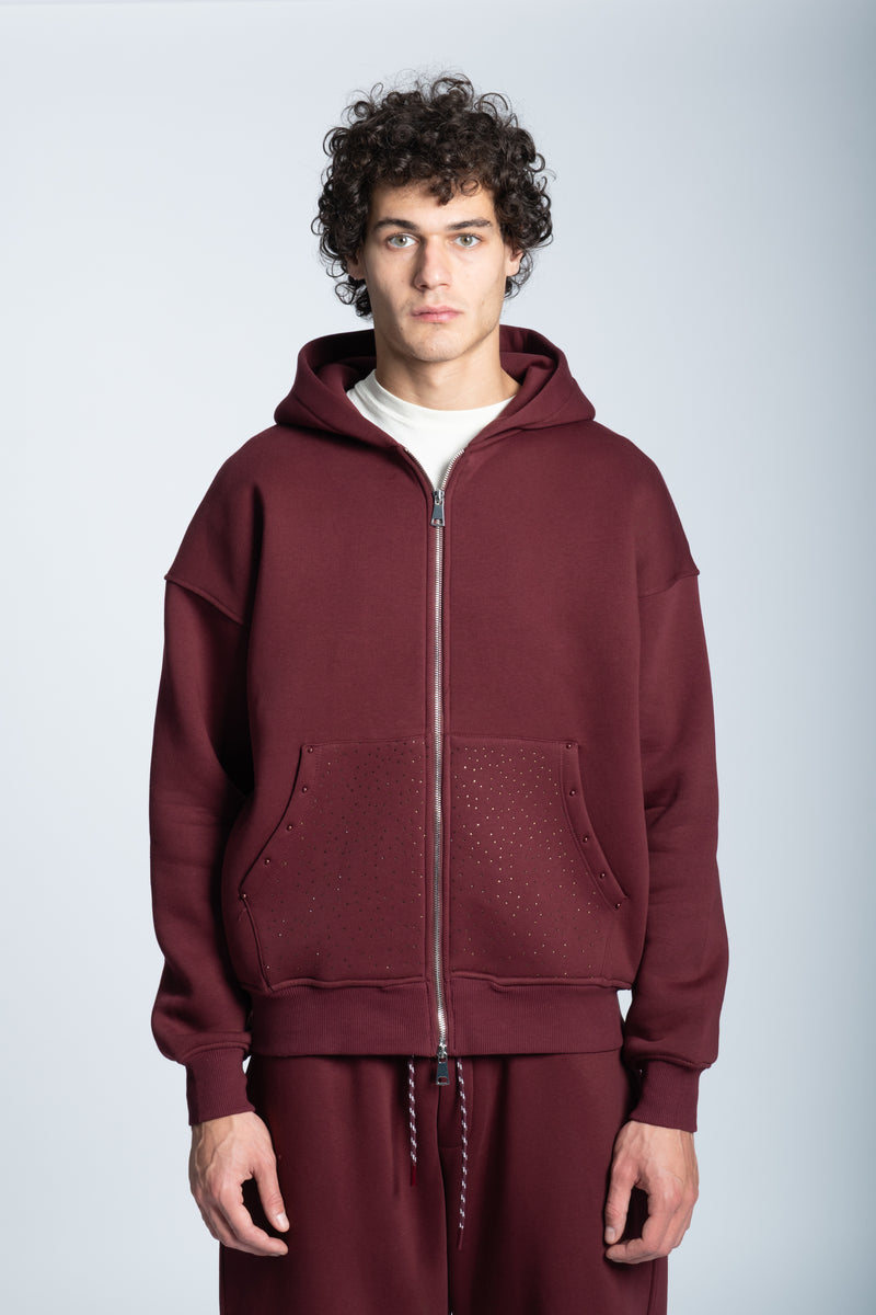STRASS ICON HOODIE BORDEAUX