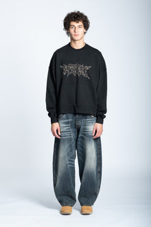 HOODIE CREWNECK LOGO STUDDED BLACK