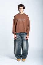 HOODIE CREWNECK LOGO STUDDED CARAMEL