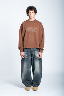 HOODIE CREWNECK LOGO STUDDED CARAMEL