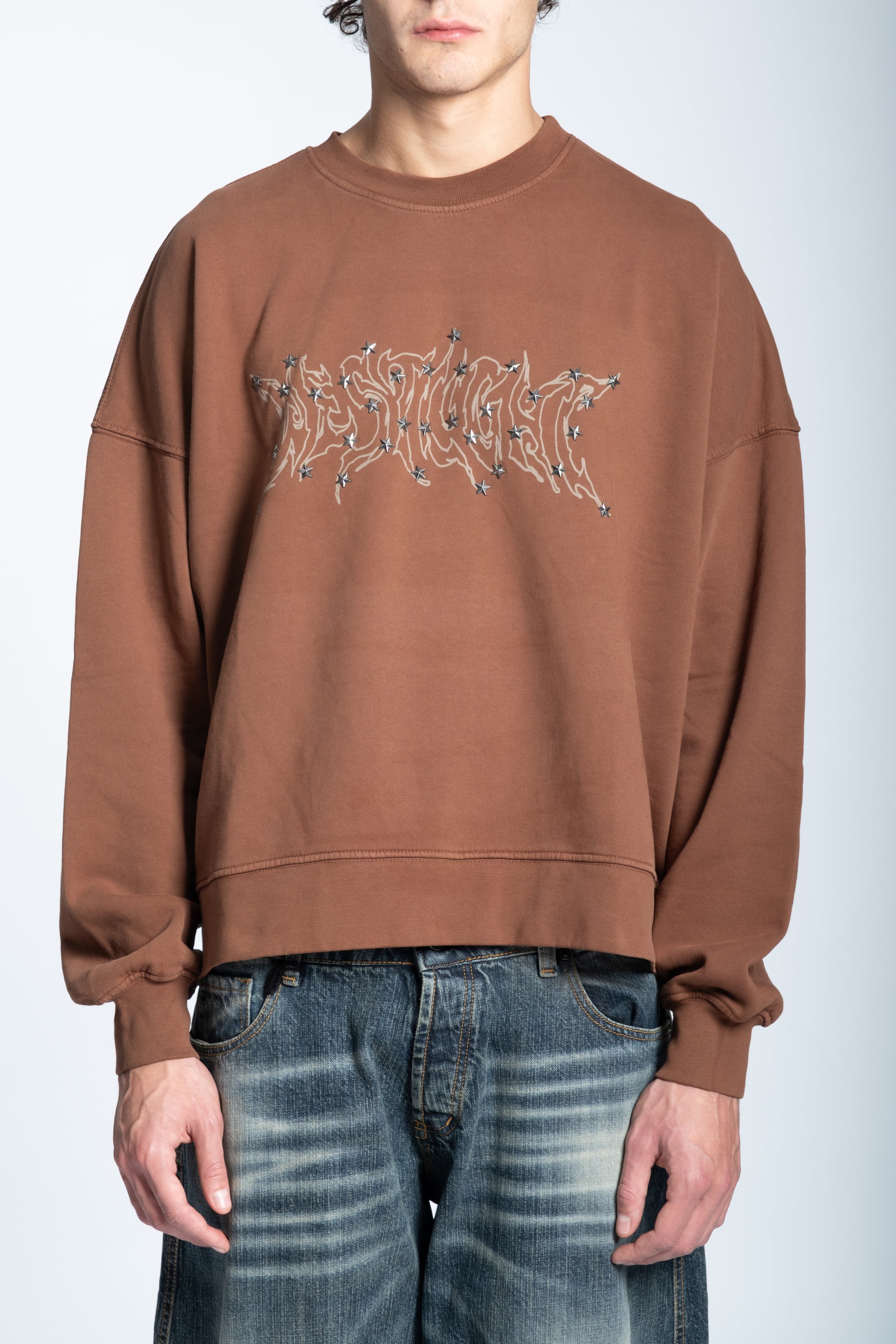 HOODIE CREWNECK LOGO STUDDED CARAMEL