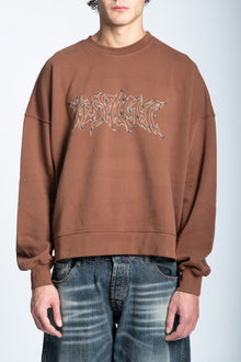HOODIE CREWNECK LOGO STUDDED CARAMEL