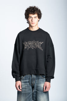 HOODIE CREWNECK LOGO STUDDED BLACK