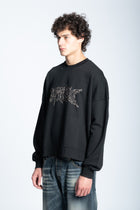 HOODIE CREWNECK LOGO STUDDED BLACK
