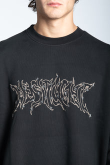 HOODIE CREWNECK LOGO STUDDED BLACK