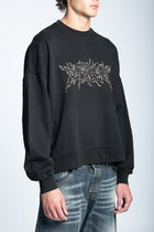 HOODIE CREWNECK LOGO STUDDED BLACK
