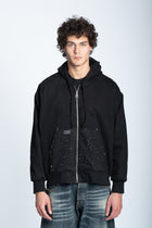 STUDDED DENIM ZIP JACKET