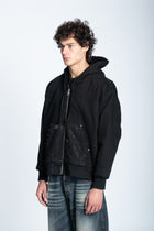 STUDDED DENIM ZIP JACKET