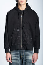 STUDDED DENIM ZIP JACKET