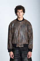 DISTRESSED LEATHER BOMBER