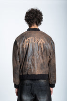 DISTRESSED LEATHER BOMBER