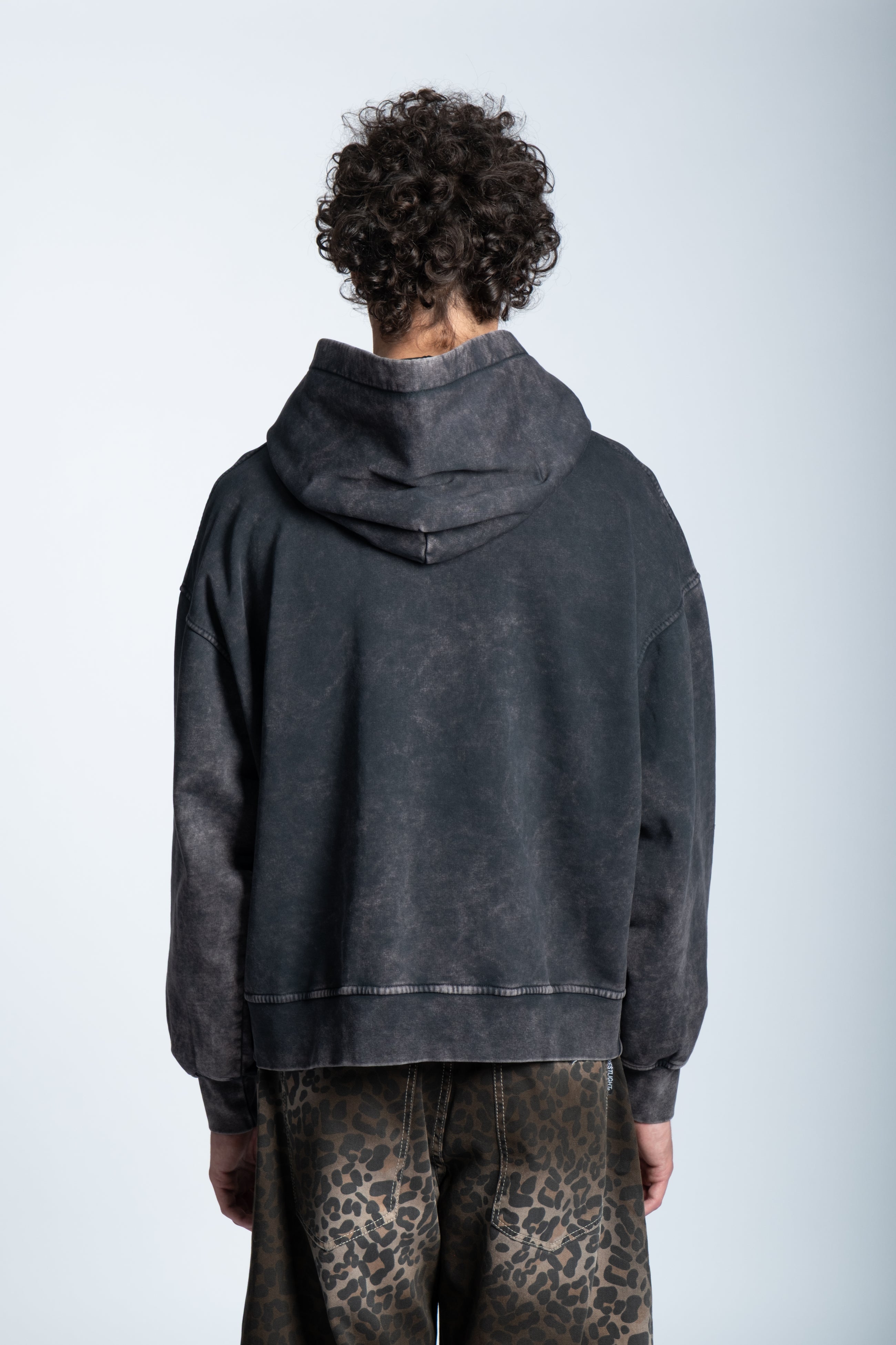 WASHED FLAME LOGO HOODIE BLACK