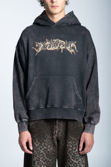 WASHED FLAME LOGO HOODIE BLACK