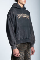 WASHED FLAME LOGO HOODIE BLACK