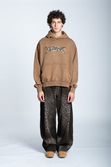 WASHED FLAME LOGO HOODIE LIGHT BROWN