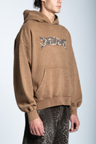 WASHED FLAME LOGO HOODIE LIGHT BROWN