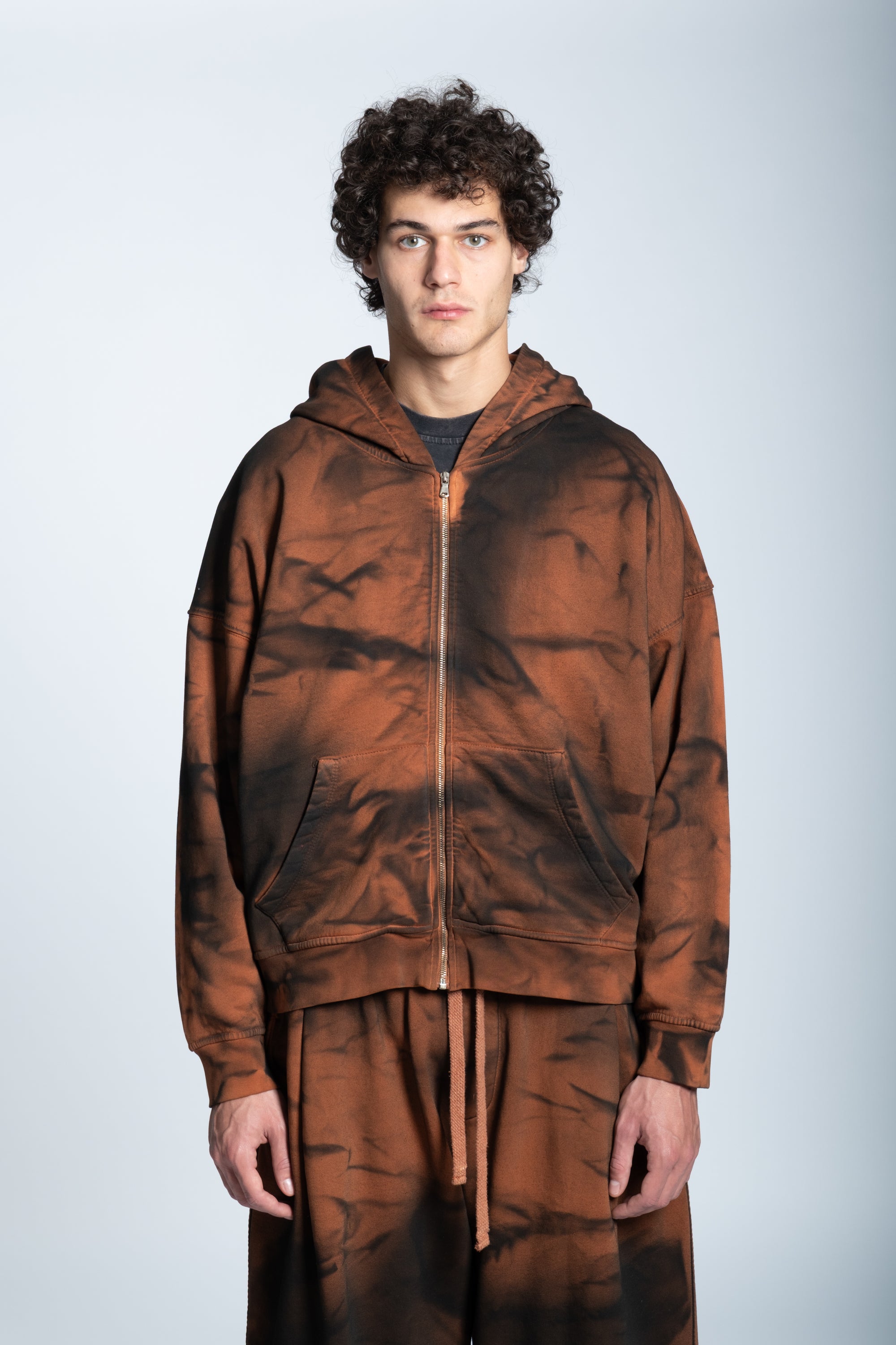 BROWN SMOKED HOODIE