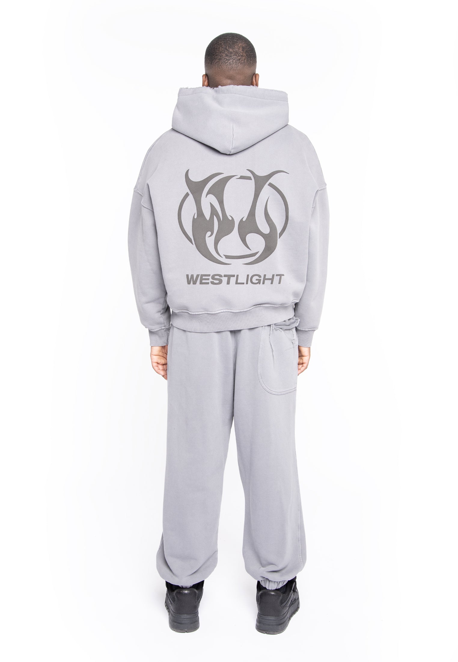 FELPA FULL ZIP CROPPED LIGTH GRAY LOGO BACK