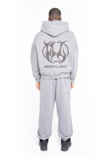 FELPA FULL ZIP CROPPED LIGTH GRAY LOGO BACK