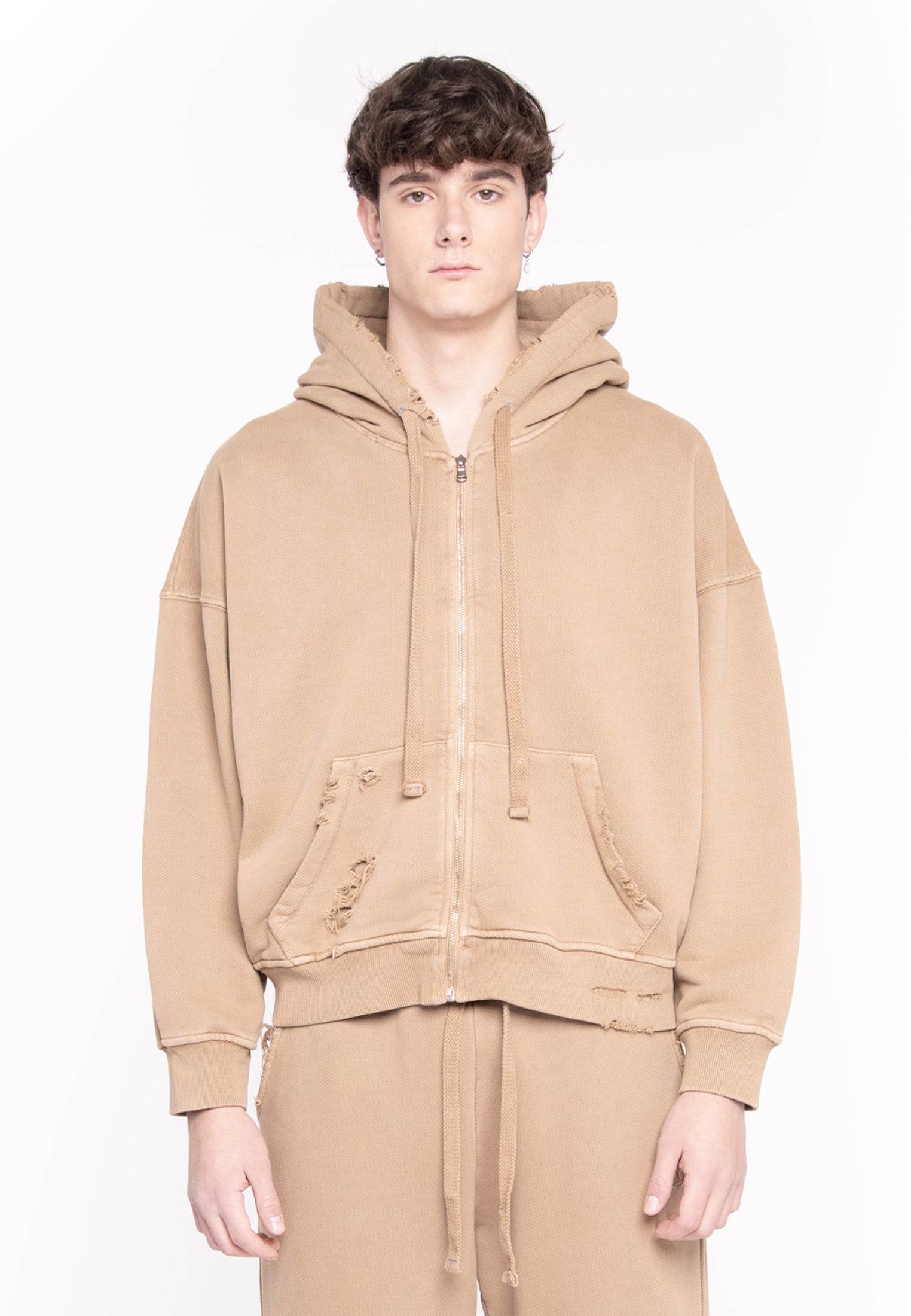 FELPA FULL ZIP CROPPED CAMEL LOGO BACK